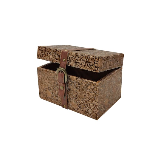 Brown Floral Embossed Faux Leather Box by Ashland®